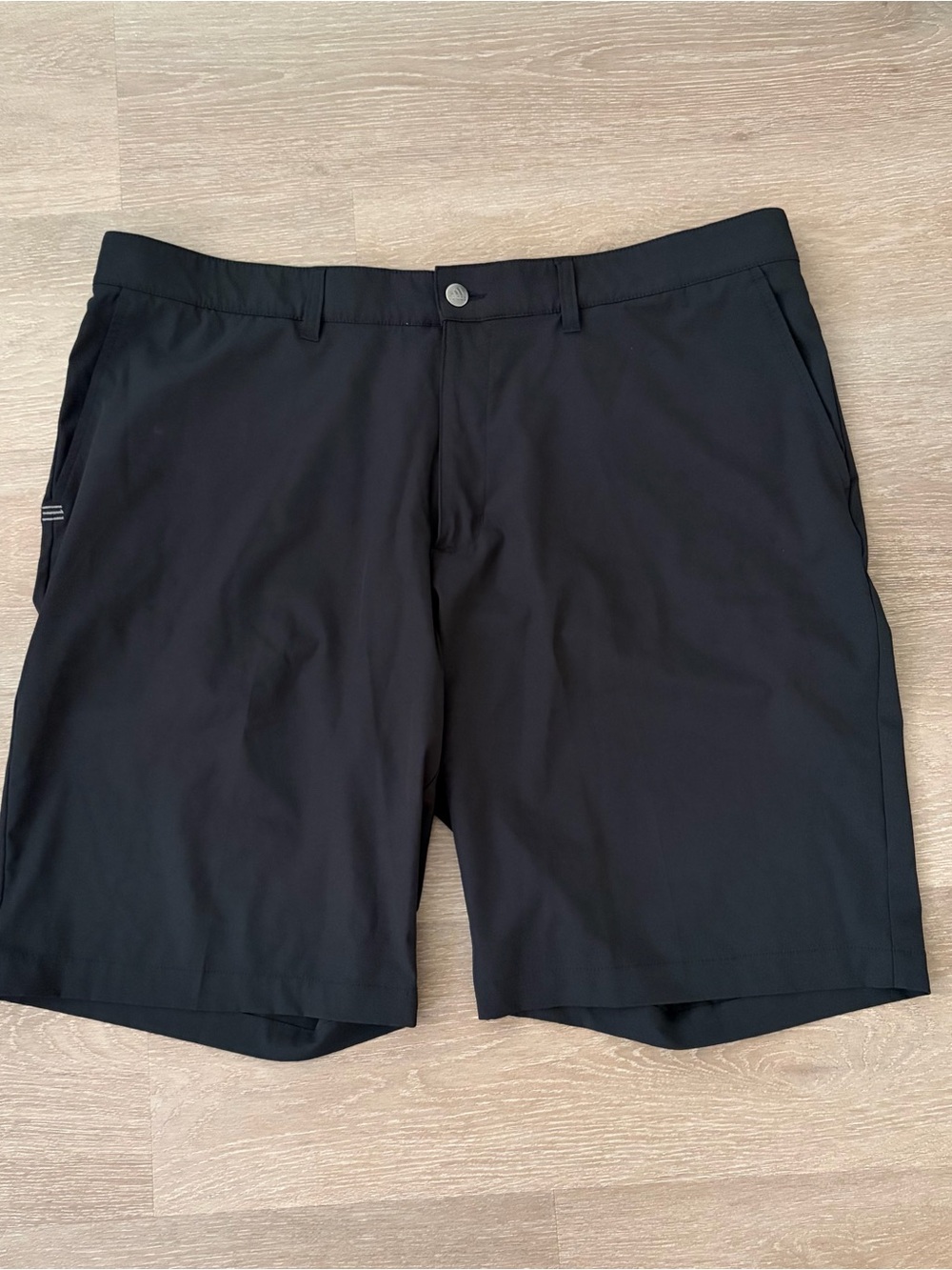 adidas Men's Black Flat-Front Athletic Shorts
